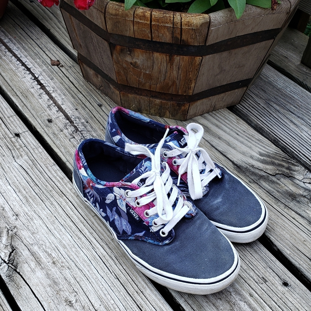 Vans Atwood Floral Navy Blue Sneakers Tropical Women's 8.5